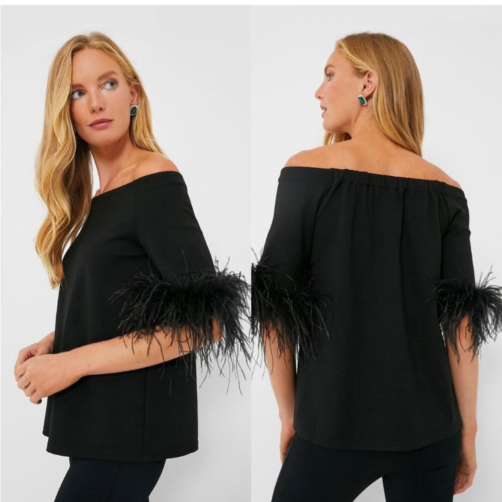 Tuckernuck Black Feather Miranda Off The Shoulder Blouse Size L